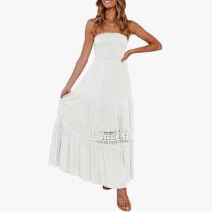 New White Boho Stapless Dress Size Small